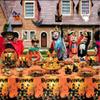 Smart Rice Kids party 114 Pieces Halloween Pumpkin Ghost Tableware Party Supplies - Disposable Dinnerware Set with Paper Plates, Napkins, Forks for Spooky Halloween , Birthday Decorations(Orange) view 3