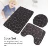 3pcs Bathroom Rugs Set, Soft Non Slip Bath Rugs and Mats Set, Super Absorbent Washable Bathroom Carpets, Plush Bathroom Mats, Toilet Rug, Dries Quickly (Black) view 3