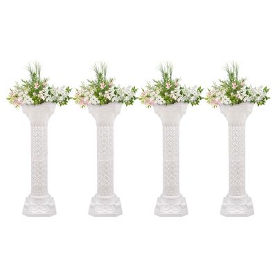 Sippyssy 4Pcs Roman Columns and Pillars,34.65'' Wedding Pillars,Wedding Column Stand,Roman Pillar Plastic Column Statue Plant Stand,Flower Stand for Wedding Roman Column Pillars for Party Event