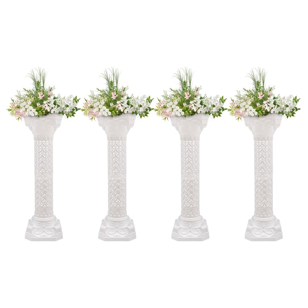 Sippyssy 4Pcs Roman Columns and Pillars,34.65'' Wedding Pillars,Wedding Column Stand,Roman Pillar Plastic Column Statue Plant Stand,Flower Stand for Wedding Roman Column Pillars for Party Event