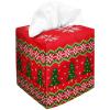 IRADA Tissue Box Cover Square Decorative Tissue Box Holder Cute Funny Cube Tissue Case Cover-Xmas Decor Red Tree Tissue Box Cover view 1