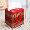 IRADA Tissue Box Cover Square Decorative Tissue Box Holder Cute Funny Cube Tissue Case Cover-Xmas Decor Red Tree Tissue Box Cover view 3