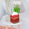 IRADA Tissue Box Cover Square Decorative Tissue Box Holder Cute Funny Cube Tissue Case Cover-Xmas Decor Red Tree Tissue Box Cover view 4