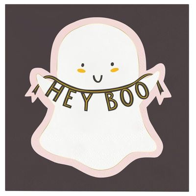 Slant Collections Halloween Napkins Party Beverage/Cocktail Foil Disposable Paper Napkins, 20-Count, Hey Boo