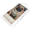QWJKM Cotton And Linen Hanging Posters with Tassels Cute Bago Dog Oil Painting Tapestry Wooden Frame Poster Hanger Tapestries Wall Art Poster with Picture for Living Room Office Decor view 2
