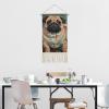 QWJKM Cotton And Linen Hanging Posters with Tassels Cute Bago Dog Oil Painting Tapestry Wooden Frame Poster Hanger Tapestries Wall Art Poster with Picture for Living Room Office Decor view 4