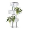 Silver Crystal Vases for Centerpieces, 47.2in Metal Pedestal Stands for Table Chandelier Centerpiece Wedding, 5 Tier Round Flower Stand for Wedding Reception Birthday Party Events Home Decor view 1