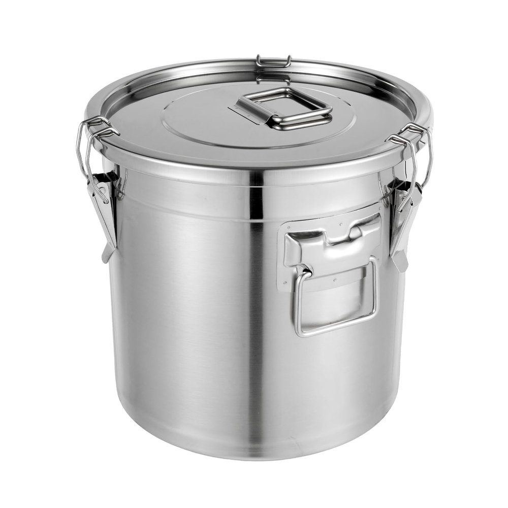 21L/4.62gal Stainless Steel Airtight Canister, Food Storage Canisters with Airtight Lid&Locking Clamp, Rice Cereal Grain Canisters Container, Storager Bucket for Flour, Coffee Bean, Sugar, Cookie