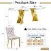 9 Piece Glass Dining Table Set with 8 Fabric Dining Chairs,Kitchen Table and Chairs Set for 8, 70'' Luxury Dining Room Table with Gold Stainless Steel Base,Tempered Glass Top Dining Table Set for 8 view 3