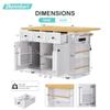 Bennbari Rolling Kitchen Island with Storage, Kitchen Cart on Wheels with Drop Leaf, Mobile Kitchen Storage Cart with Power Outlet, Open Side Racks, 53 Inch Width, Three Drawers (White) view 2