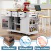 Bennbari Rolling Kitchen Island with Storage, Kitchen Cart on Wheels with Drop Leaf, Mobile Kitchen Storage Cart with Power Outlet, Open Side Racks, 53 Inch Width, Three Drawers (White) view 3