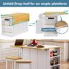 Bennbari Rolling Kitchen Island with Storage, Kitchen Cart on Wheels with Drop Leaf, Mobile Kitchen Storage Cart with Power Outlet, Open Side Racks, 53 Inch Width, Three Drawers (White) view 4