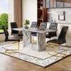 Vohuai 63'' Faux Marble Dining Table Set for 6Ideal for Kitchen Dining RoomModern Dining Room SetGrey Rectaugular Kitchen Table Chairs SetU-Shaped BaseEasy AssemblyMinimalism view 1