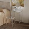 Eglaf Acrylic Small Vanity with Mirror - 23.6'' L x 15.8'' W x 33.9'' H - Modern Makeup Vanity Desk for Small Spaces - Clear Makeup Table Dressing Table, for Bedroom, Cloakroom view 2
