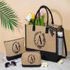 Personalized Birthday Gifts for Women, Monogrammed Initial Jute Tote Bags view 2