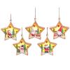 5PCS LED Light up Christmas Wooden Ornaments Star Tree Santa Snowman Luminous Christmas Tree Hanging Ornaments Table Top Wood Christmas Decor Night Light for Xmas Holiday view 1
