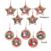 5PCS LED Light up Christmas Wooden Ornaments Star Tree Santa Snowman Luminous Christmas Tree Hanging Ornaments Table Top Wood Christmas Decor Night Light for Xmas Holiday view 3