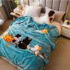 Korean Faux Mink Blanket Plush Blanket Twin Queen King Size,8 Pounds Heavy Fleece Blanket Silky Soft Warm 2 Ply Cat Family Blue Throw A&B Printed Raschel Bed Blanket,W,71" x 87"/180x220cm view 3