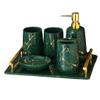 IGZVMBO Marble Texture Bathroom Accessory Set Gorgeous Soap Dispenser Green-Tray Toothbrush Holder Tumbler for Bathroom Counter Pump Bottle view 1