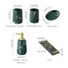 IGZVMBO Marble Texture Bathroom Accessory Set Gorgeous Soap Dispenser Green-Tray Toothbrush Holder Tumbler for Bathroom Counter Pump Bottle view 2