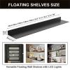 Metal Wall Mounted Floating Shelves with Led Lights Set of 2, Hanging Display Rack for Livingroom Kitchen Bathroom, Built-in Illuminated Led Light Display Shelf view 2