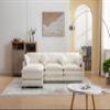 Oversized Modular Sectional Sofa, Comfy Sectional Couch, Deep Seat Sofa Couch with Ottoman, Modern Chenille L Shaped Sofa 3 Seater, Cloud Couch for Living Room Apartment Bedroom (White) view 3