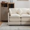 Oversized Modular Sectional Sofa, Comfy Sectional Couch, Deep Seat Sofa Couch with Ottoman, Modern Chenille L Shaped Sofa 3 Seater, Cloud Couch for Living Room Apartment Bedroom (White) view 4