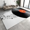Black Music Record Area Rug, Black and White Music Symbol Melody Soft Washable Carpet, Upholstery Rug with Non-Slip Backing for Kids Boys Girls Bedroom Living Room Dining Room Study 5x6 ft view 1