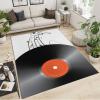Black Music Record Area Rug, Black and White Music Symbol Melody Soft Washable Carpet, Upholstery Rug with Non-Slip Backing for Kids Boys Girls Bedroom Living Room Dining Room Study 5x6 ft view 2