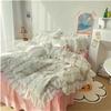 4 Piece Bedding Set, V-Intage Ruffle Lace Bedding Set Queen Size Bedroom Set Sheet Printed Duvet Cover Bed Sheets and Pillowcases Princess Bed Linen(Flower,King) view 3