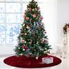 Vertintong 84 Inch Large Christmas Tree Skirt Deluxe Red Velvet Christmas Tree Skirt with Quilted Cuff for 12ft Xmas Home Winter Holiday Party Decorations (Burgundy) view 1