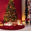 Vertintong 84 Inch Large Christmas Tree Skirt Deluxe Red Velvet Christmas Tree Skirt with Quilted Cuff for 12ft Xmas Home Winter Holiday Party Decorations (Burgundy) view 4