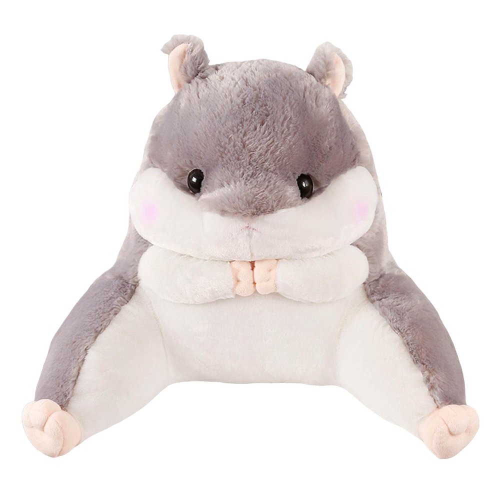 Dempiire Reading Pillow Standard Bed Pillow, Hamster Reading Pillow with Arms for Kids Teens Adults Back Pillow for Bed Pillow Chair Lumbar Support Bed Rest Pillows Grey Back Pillow (Grey)