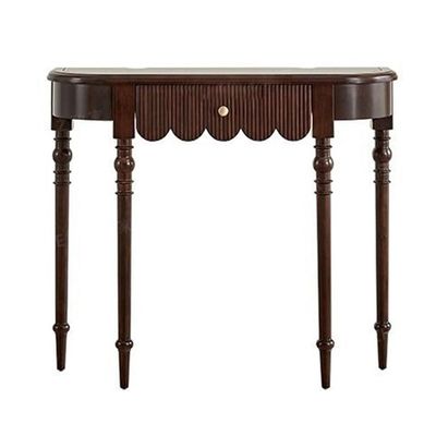 Console Table, Vintage Solid Wood Console Table, Half Moon Entryway Table for Entryway, 39.37 Inch Industrial Semi Circle Sofa Table, Wood Accent Table for Living Room, Hallway, Foyer, Entrance ,Art D