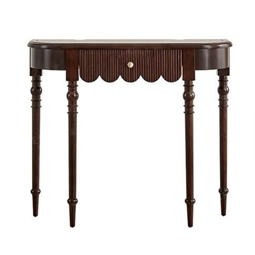 Console Table, Vintage Solid Wood Console Table, Half Moon Entryway Table for Entryway, 39.37 Inch Industrial Semi Circle Sofa Table, Wood Accent Table for Living Room, Hallway, Foyer, Entrance ,Art D