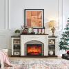 Electric Fireplace with Mantel, Fireplace TV Stand for TVs Up to 80 Inch, 72" White Entertainment Center with Storage for Bedroom,23'' Red Brick Fireplace Insert Heater with LED Flame for Living Room view 2