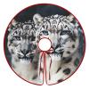 Christmas Tree Skirt 48 Inches Blue Eyed Snow Leopard Tree Skirt Double-Sided Xmas Tree Skirt Christmas Tree Mat Christmas Tree Decorations for Holiday Decor Indoor Outdoor view 1