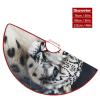Christmas Tree Skirt 48 Inches Blue Eyed Snow Leopard Tree Skirt Double-Sided Xmas Tree Skirt Christmas Tree Mat Christmas Tree Decorations for Holiday Decor Indoor Outdoor view 2