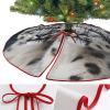 Christmas Tree Skirt 48 Inches Blue Eyed Snow Leopard Tree Skirt Double-Sided Xmas Tree Skirt Christmas Tree Mat Christmas Tree Decorations for Holiday Decor Indoor Outdoor view 3