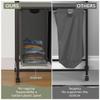 Homedawn Laundry Hamper, Laundry Basket, Laundry Sorter with 2 Pull-Out and Removable Bags, Shelf, Laundry Room Storage with Table, for Bathroom, Bedroom, 3 x 10.5 Gal (40L), Grey view 3