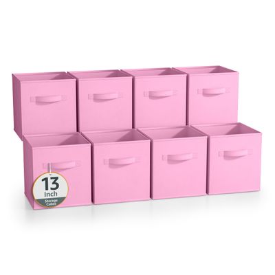Sorbus 13 Inch Storage Bins - Sturdy Collapsible Fabric Storage Cubes with Handle - 8 Foldable Baskets for Organizing Clothes, Toys, Books - Storage Baskets for Shelves, Closets