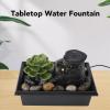 Tabletop Water Fountain, USB Powered Indoor Fountain, Waterfall Fountain with LED Yellow Lights and Rocks, for Home Office Decoration, Compact and Portable view 2