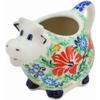 Polmedia Polish Pottery Cow Shaped Creamer UNIKAT - Trumpet Garden Pattern Handmade in Boleslawiec Poland by Ceramika Artystyczna + Certificate of Authenticity view 1
