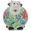 Polmedia Polish Pottery Cow Shaped Creamer UNIKAT - Trumpet Garden Pattern Handmade in Boleslawiec Poland by Ceramika Artystyczna + Certificate of Authenticity view 2