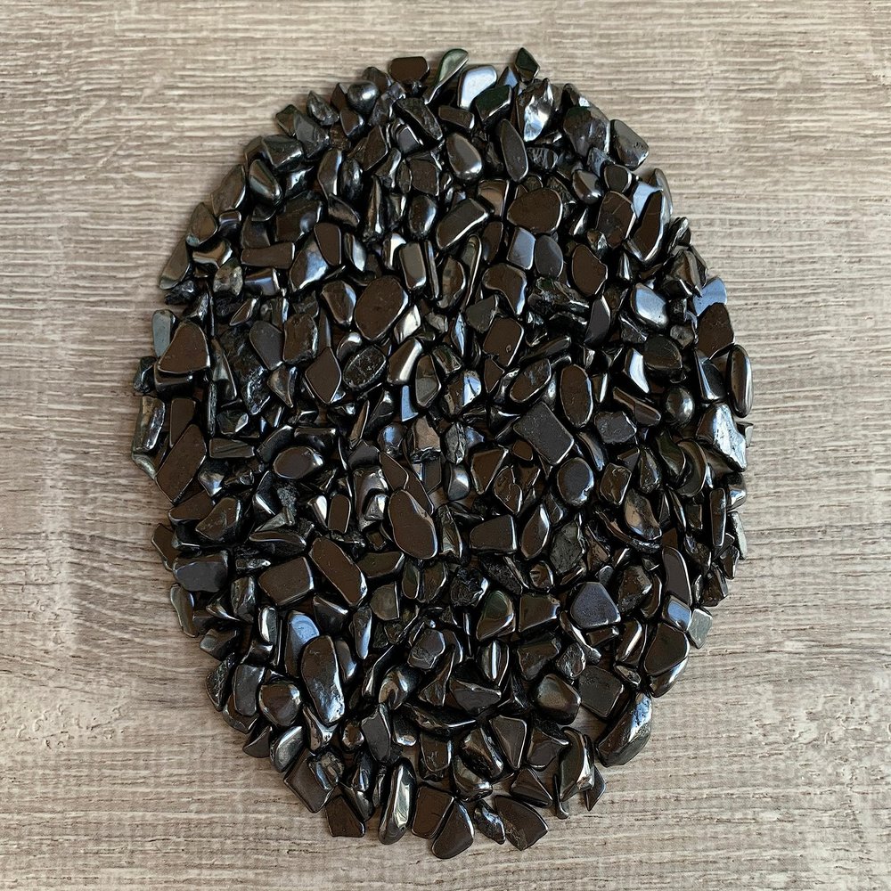 Wholesale Natural Semi Tumbled Shungite Gemstone Chips, Crushed Mini Crystals, Undrilled Crystal Chips (Shungite, 0.25 Pound)