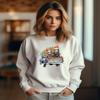 Christmas Cats in Truck Sweatshirt, Cat Lover Womens Pawprints Holiday Sweatshirt, Vintage Truck, Kitten, Rescue Cat Mom, Long Sleeved Shirt (3XL, Sport Grey) view 1
