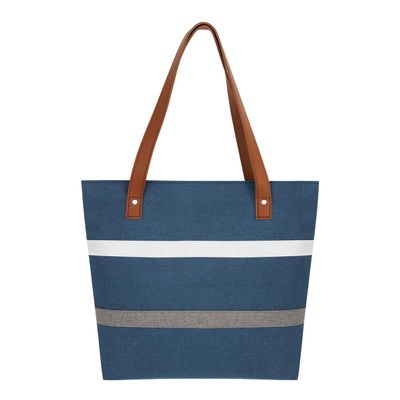 Muka Reusable Tote Bag with Zipper, Insulated Cooler Blue Shopping Bag for Food Delivery, Grocery, Picnic, Beach