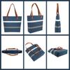 Muka Reusable Tote Bag with Zipper, Insulated Cooler Blue Shopping Bag for Food Delivery, Grocery, Picnic, Beach view 2