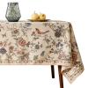 ISAENNE Designer French Light Beige Table Cloth for Rectangle Table,Linen Florals and Birds Pattern Tablecloth,Durable Decorative Tablecloths for Dining Thanksgiving Kitchen,55"*79"-Cornucopia view 1
