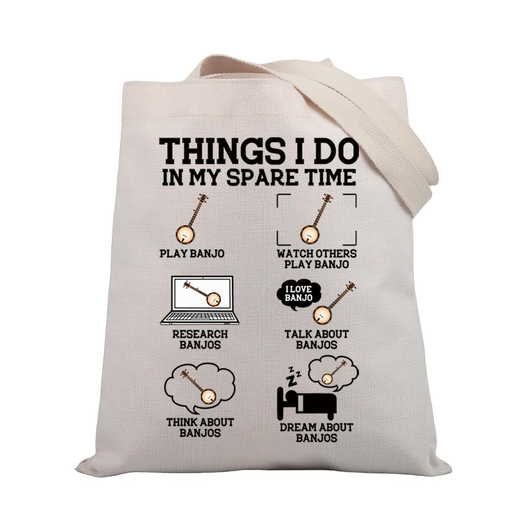 BDPWSS Banjo Lover Tote Bag Things I Do In My Spare Time Banjo Player Gift Musician Lover Travel Pouch Bluegrass Music Gift (banjo time TG)